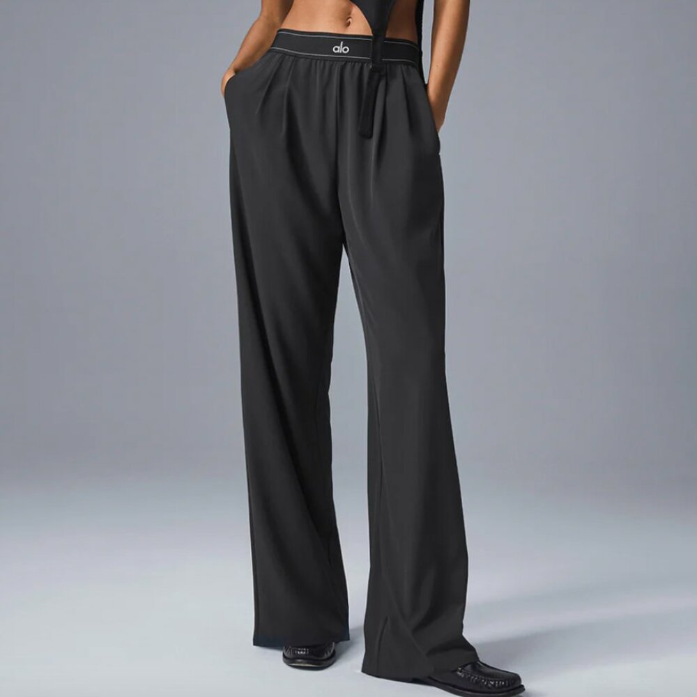 NWOT ALO Yoga Black Wide-Leg Trousers Regular (30 Inseam)